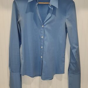 Theory Blue Cotton Button Down Shirt